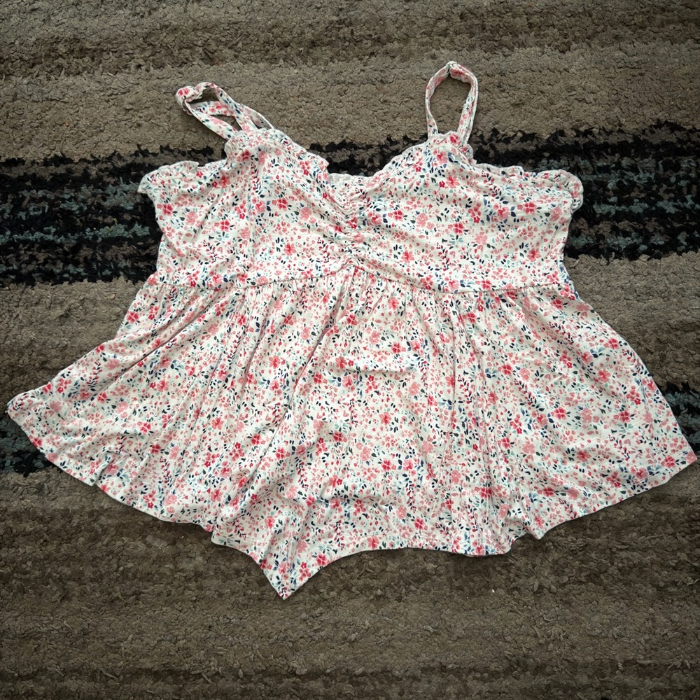 Torrid Floral Tank Top - Pink and White